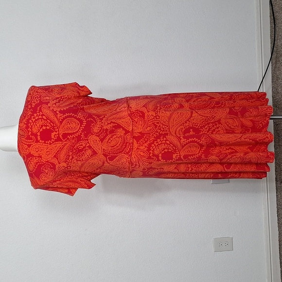 Land's End Red Flutter Sleeve Coquette Faux Wrap Cottagecore Midi Dress-16-18W - Picture 7 of 13